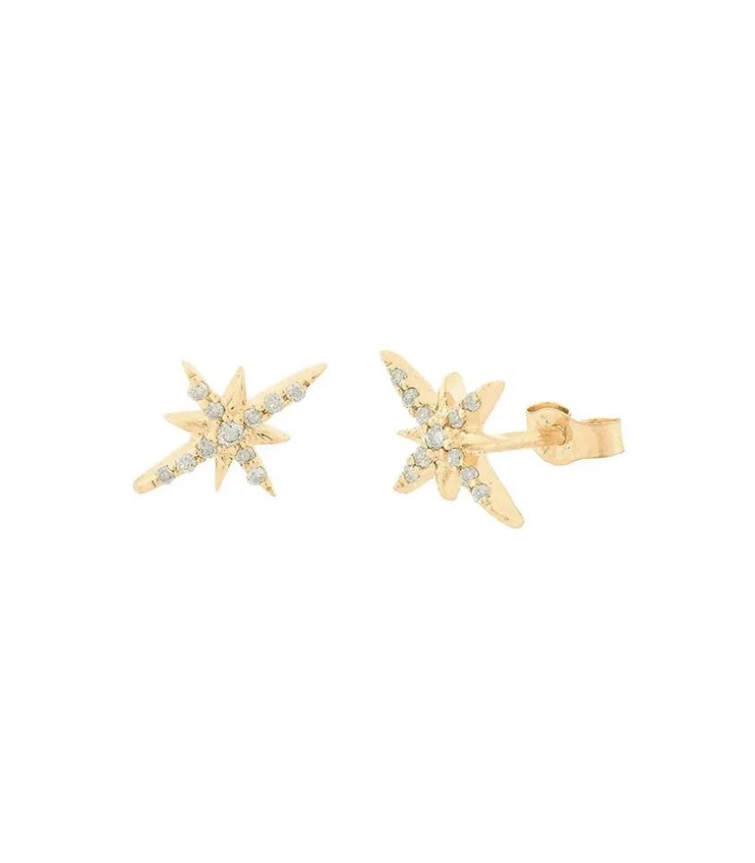 Boucles D'Oreilles North Star & Diamants Or Jaune