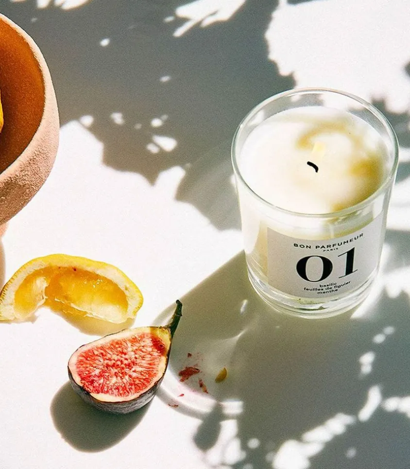 Bougie Parfumee 01 Basilic, Feuilles De Figuier Et Menthe