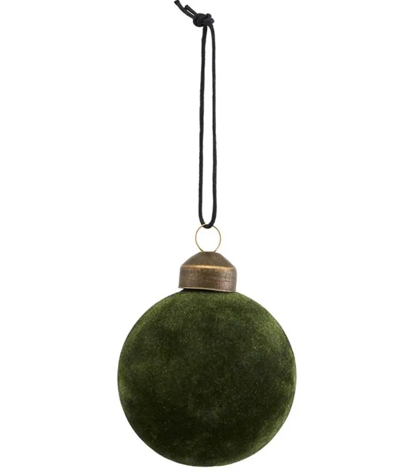 Boule De Noël Flock Dark Green
