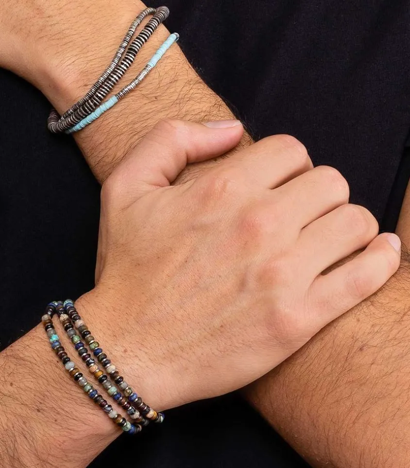 Bracelet Axis En Perles De Pierres Et D'Argent