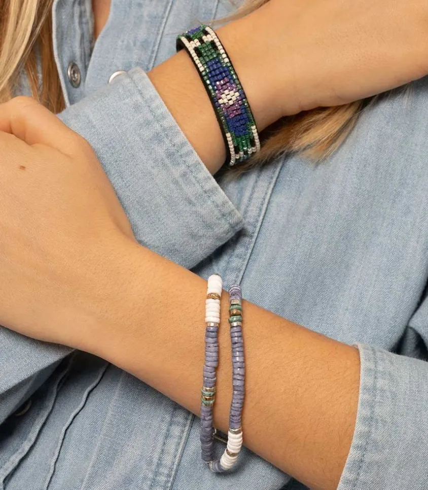 Bracelet Barnabe En Cuir Et Perles De Verre