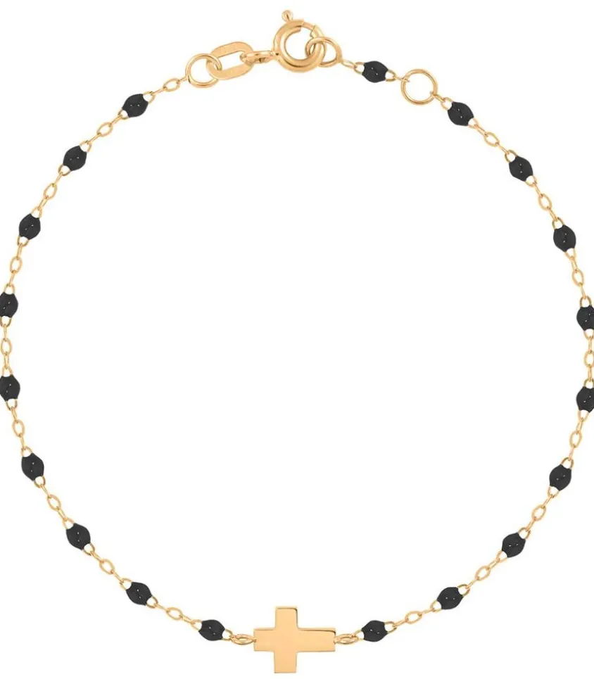 Bracelet Croix Or Jaune Et Perles De Resine
