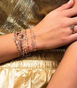 Bracelet Croix Or Jaune Et Perles De Resine