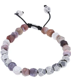 Bracelet Deca 10 Perles Argent Et Agates Du Botswana