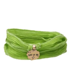 Bracelet En Soie A Nouer Et Charm Let It Be En Bronze Et Diamant