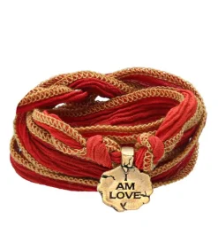 Bracelet En Soie A Nouer Et Charm I Am Love En Bronze