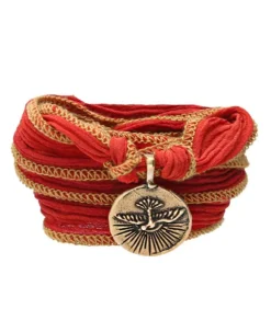 Bracelet En Soie A Nouer Avec Charm No Regrets Spirit Bird En Bronze