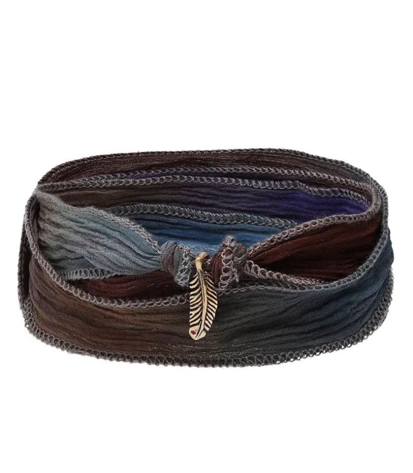 Bracelet En Soie Et Charm Petite Feather En Bronze