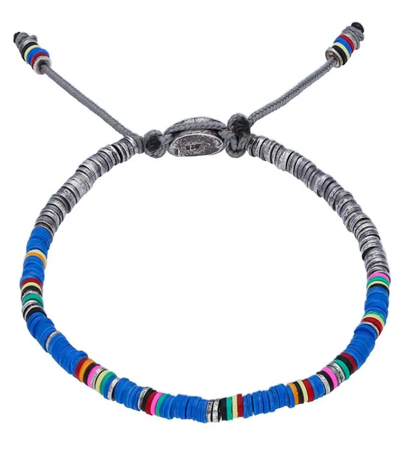 Bracelet Ghanian Mini En Perles Africaines Et Argent