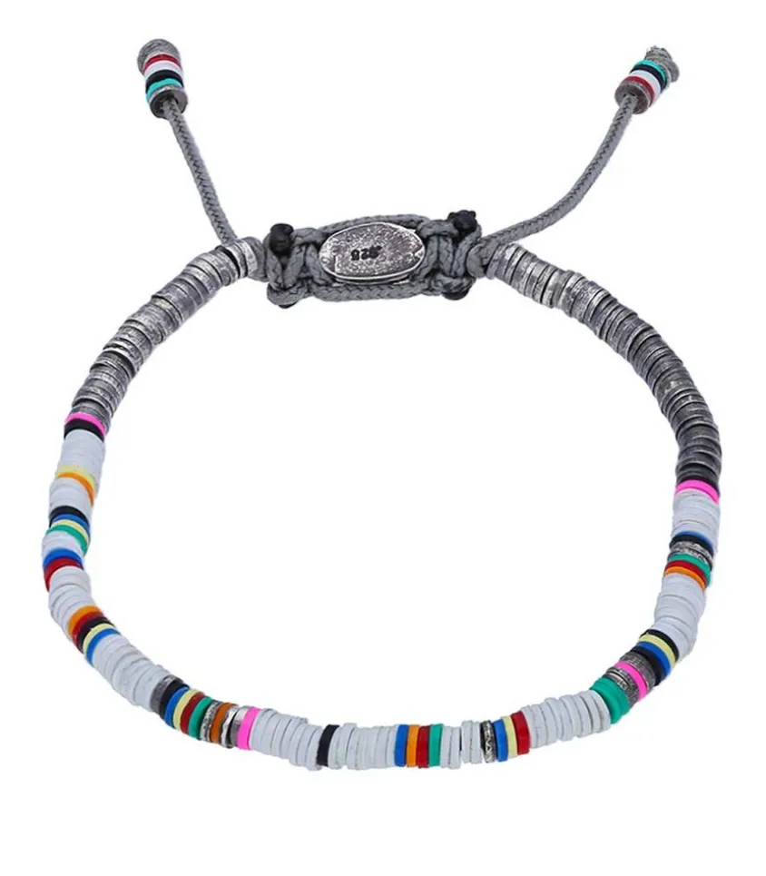 Bracelet Ghanian Mini En Perles Africaines Et Argent