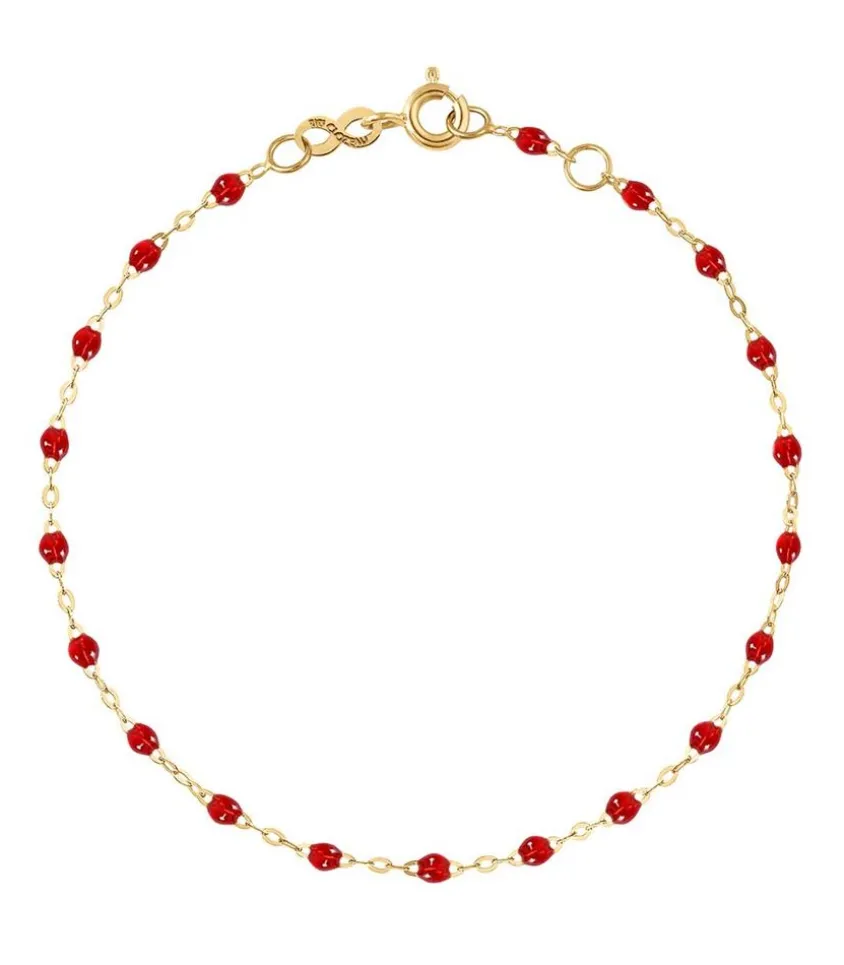 Bracelet Or Jaune Et Perles De Resine