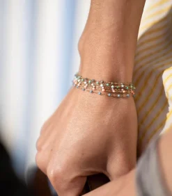 Bracelet Or Jaune Et Perles De Resine