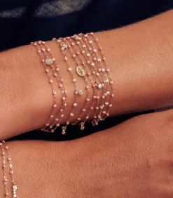 Bracelet Or Jaune Et Perles De Resine