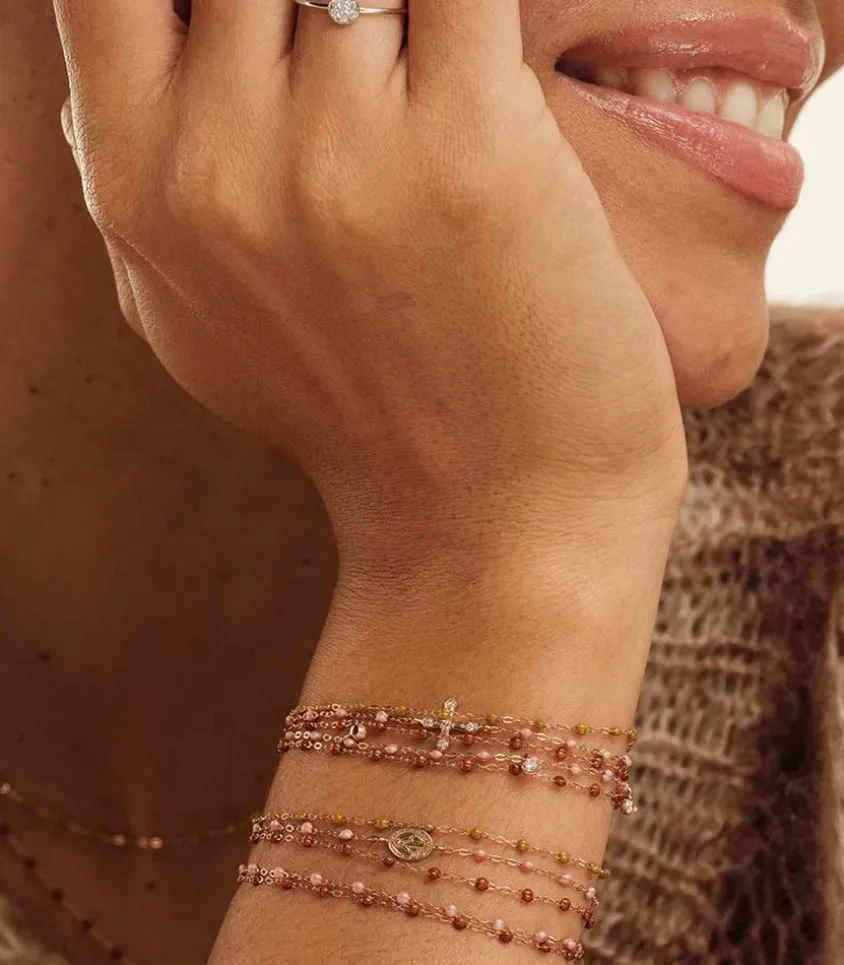 Bracelet Or Rose Et Perles De Resine