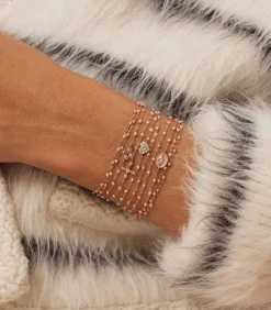 Bracelet Or Rose Et Perles De Resine