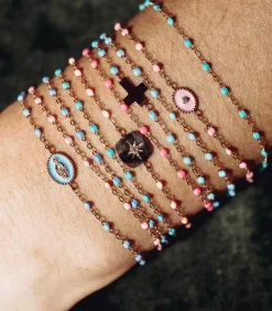 Bracelet Or Rose Et Perles De Resine