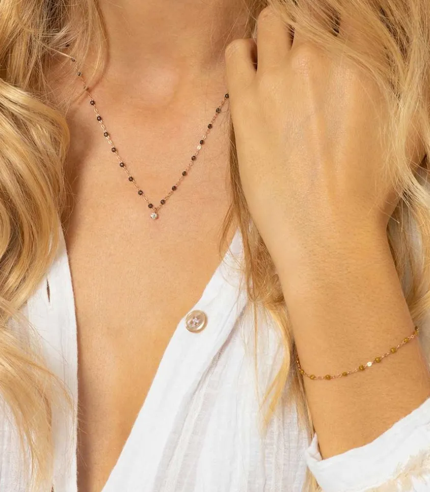 Bracelet Or Rose Et Perles De Resine