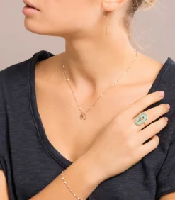 Bracelet Or Rose Et Perles De Resine