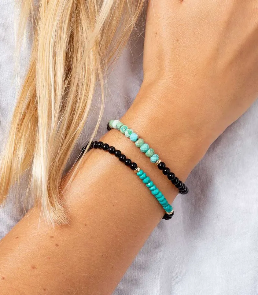 Bracelet Perles Onyx Et Turquoise