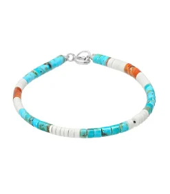 Bracelet Pueblo Heishi Turquoise/Corail