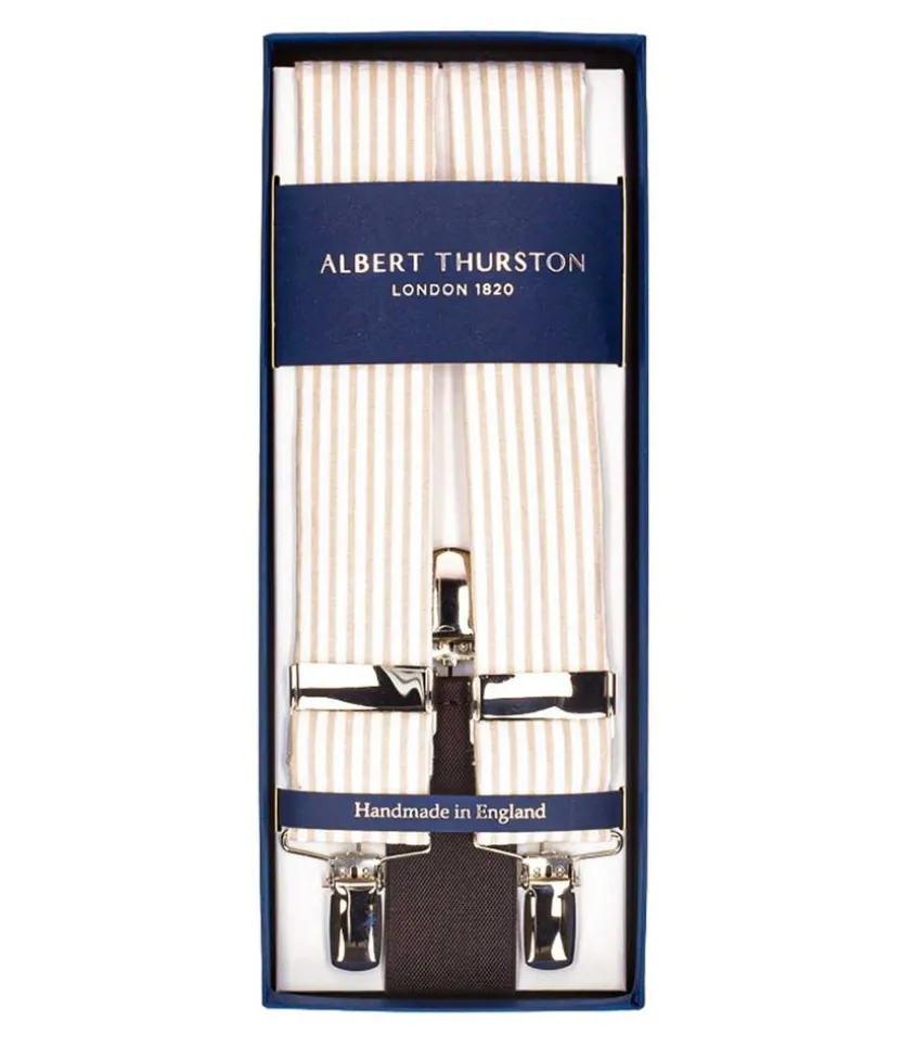 Bretelles Sutting 3 Clip A Rayures Beige Et Blanche