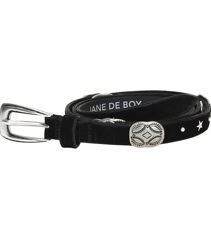 Ceinture En Cuir Suede Etoiles Noir X Jane De Boy
