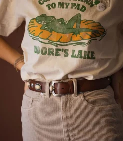 Ceinture En Cuir Tamponnee Pierres Marron X Jane De Boy