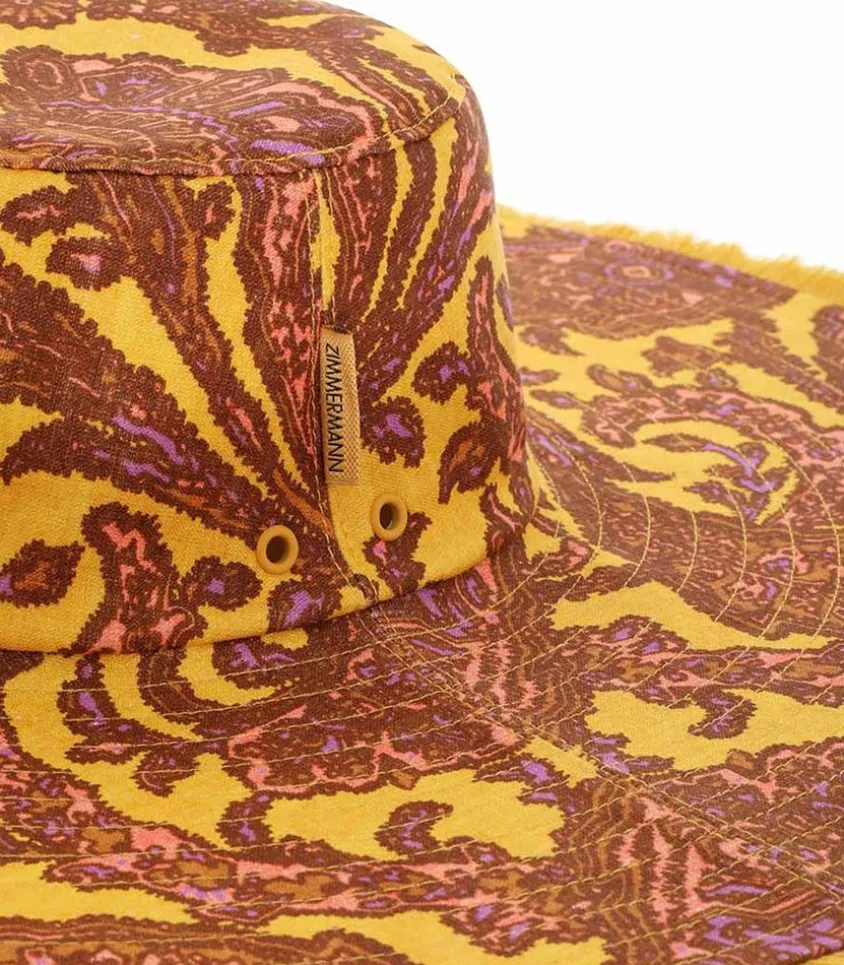 Chapeau Frayed Floppy Peach Yellow Paisley