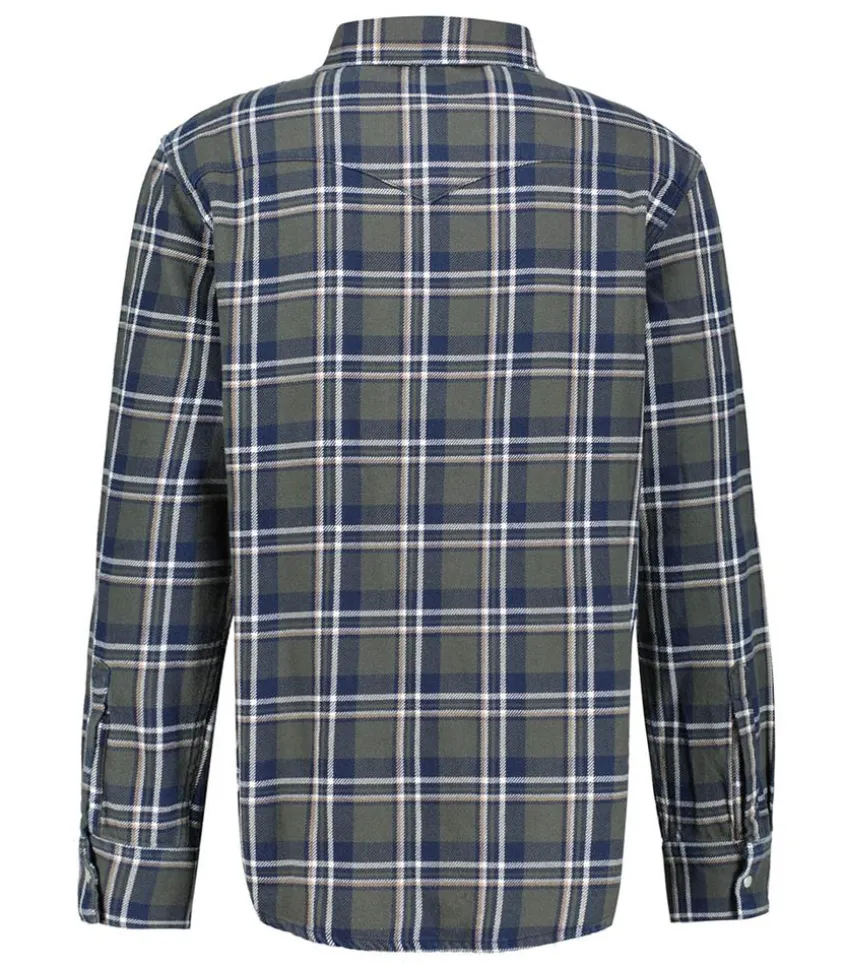 Chemise Homme Manches Longues Carreaux Khaki/Vert