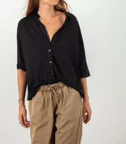 Chemise Manches 3/4 Noir