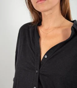 Chemise Manches 3/4 Noir