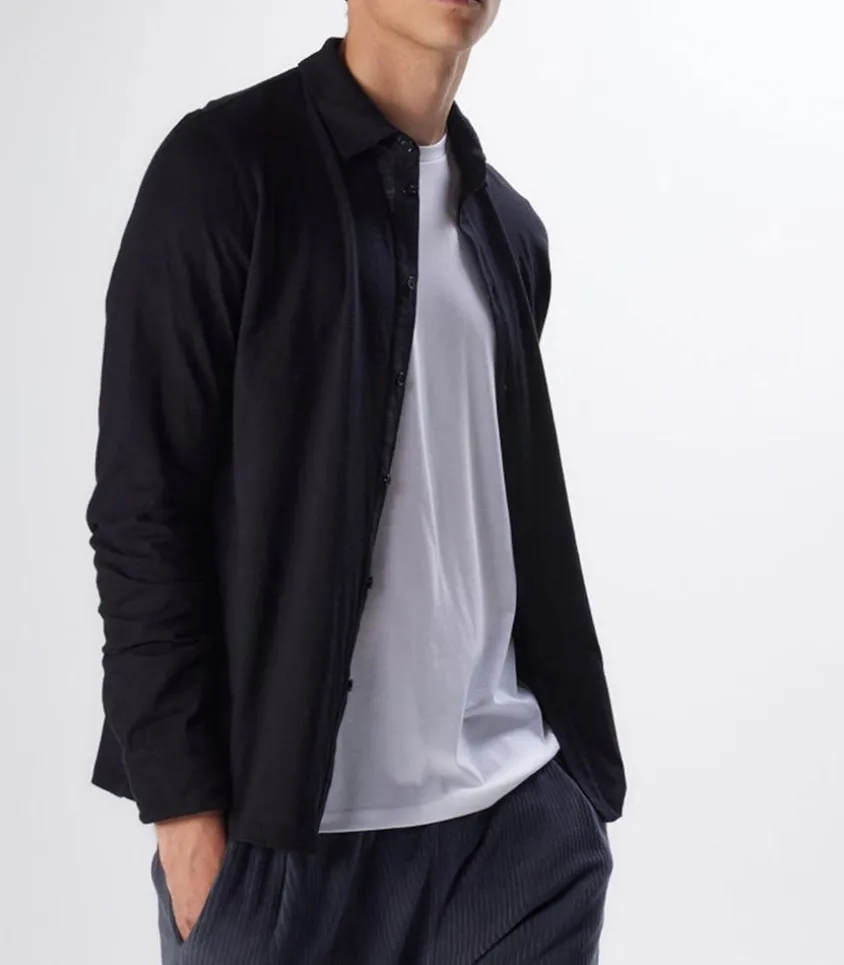 Chemise Manches Longues Homme Coton Et Cachemire Noir