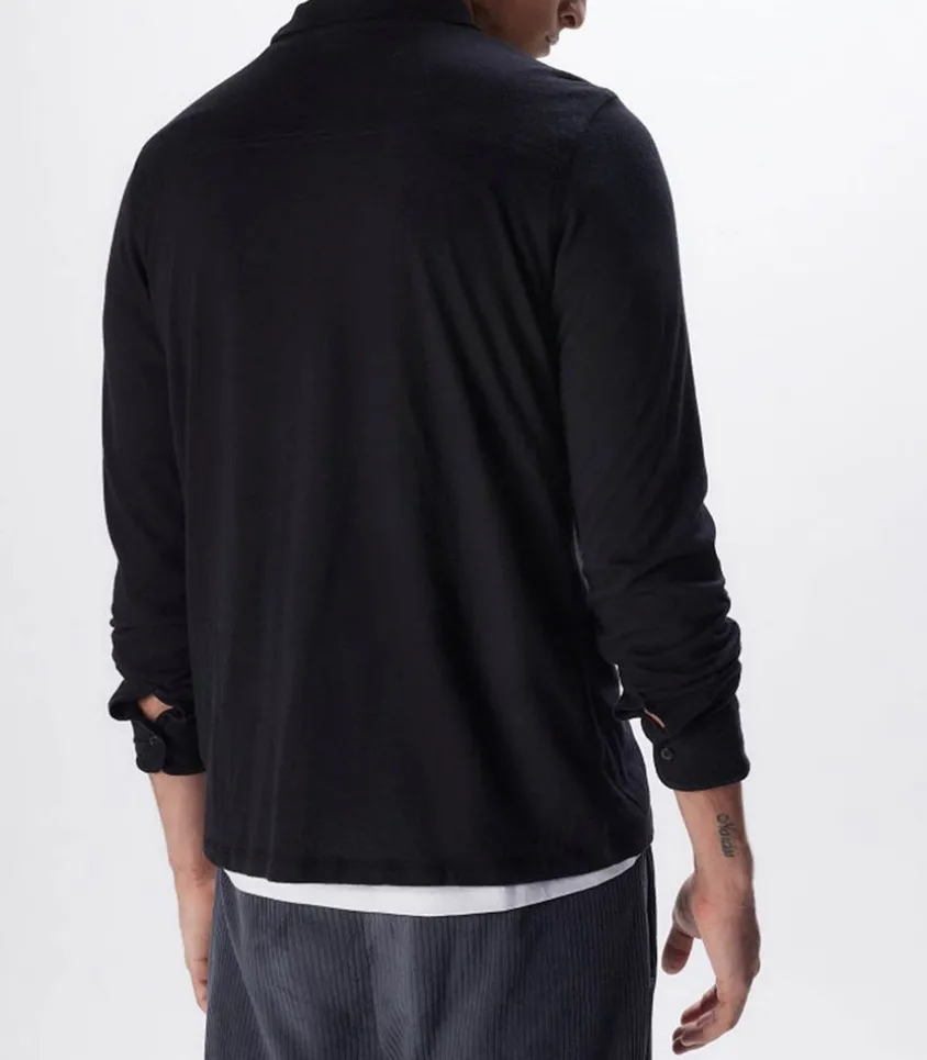 Chemise Manches Longues Homme Coton Et Cachemire Noir