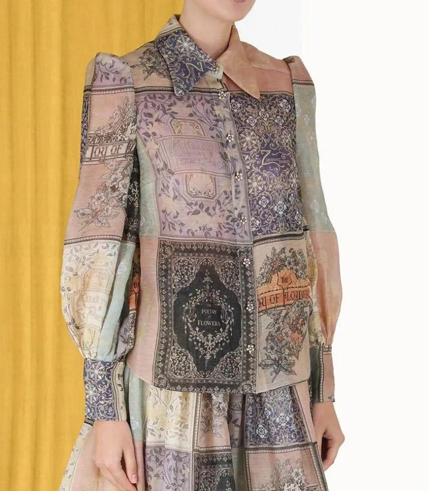 Chemisier Lyrical Book Print Book Cover Patch