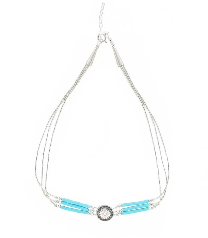 Chocker Liquid Silver Heishi 3 Rangs