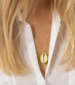 Collier Coquillage Merco Jaune Fluo