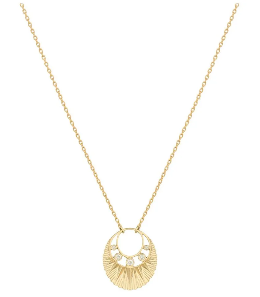 Collier Croissant De Lune A Cinq Diamants