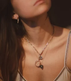 Collier En Or Chaine Oeil Diamant Labradorite