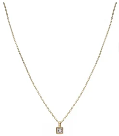 Collier Forcat Lime Avec Diamant Princesse Carre En Or Jaune