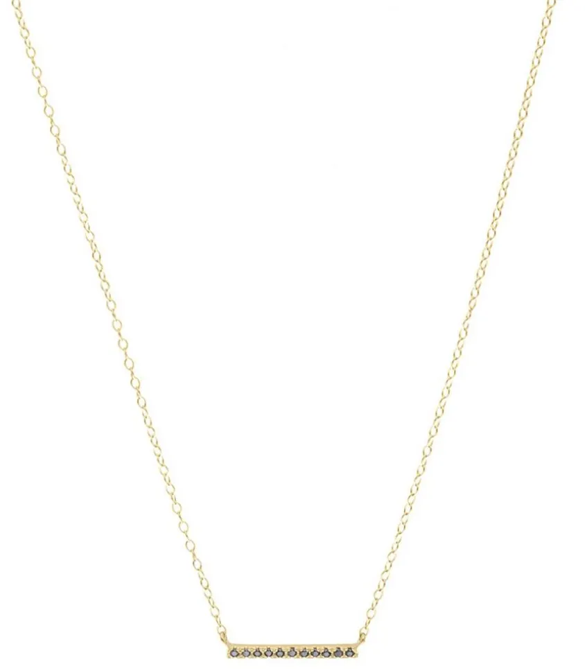 Collier Mini Barre Diamants Noirs