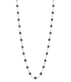 Collier Or Blanc Et Perles De Resine 42 Cm