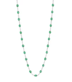 Collier Or Blanc Et Perles De Resine 42 Cm