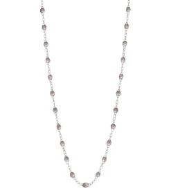 Collier Or Blanc Et Perles De Resine 42 Cm