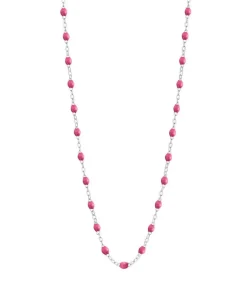 Collier Or Blanc Et Perles De Resine 42 Cm