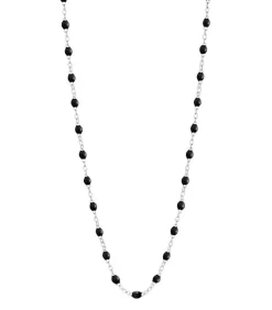 Collier Or Blanc Et Perles De Resine 42 Cm