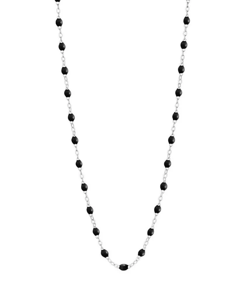 Collier Or Blanc Et Perles De Resine 42 Cm