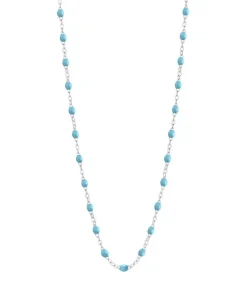 Collier Or Blanc Et Perles De Resine 42 Cm