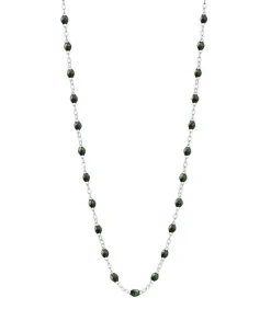 Collier Or Blanc Et Perles De Resine 42 Cm