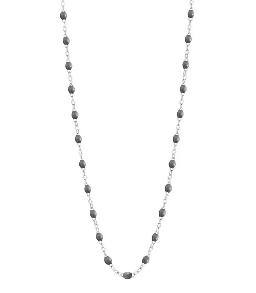 Collier Or Blanc Et Perles De Resine 42 Cm