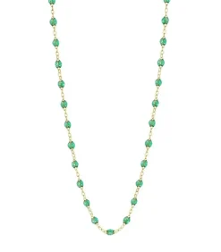Collier Or Jaune Et Perles De Resine 42 Cm